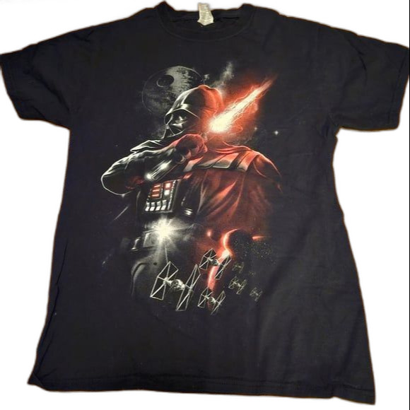Star Wars Darth Vader Death Star Tee Men’s Small | Black Red Graphic Top Cotton - Picture 1 of 5